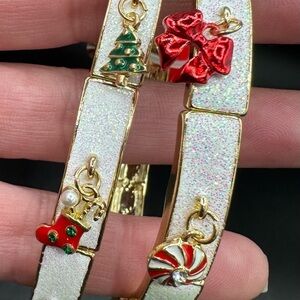 2 NWT Holiday Lane (Macy’s) Festive Gold and Red Charm Bracelet